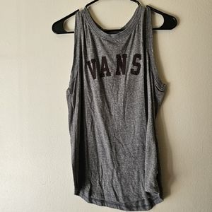 Womens XL Vans Tank Top Gray and Dark Maroon Box Letters